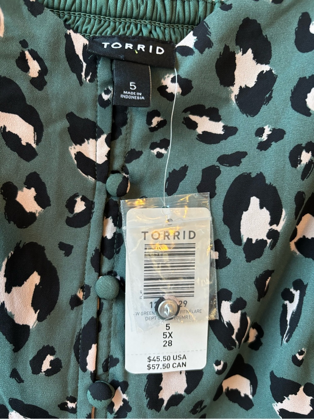 NWT Size 5 5X Torrid Leopard Tank Green Black Spaghetti Strap - Picture 3 of 11
